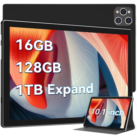 Android 12 Tablet 10.1 inch Tablet,5G Wi-Fi Tablet, 2024 Latest Tablet with Case,Octa-Core Processor with 16(8+8)GB RAM 128GB ROM,1TB Expandable,Dual 13MP+5MP Camera,WiFi,Bluetooth,GPS,IPS FHD Screen