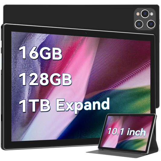 Android 12 Tablet 10.1 inch Tablet,5G Wi-Fi Tablet, 2024 Latest Tablet with Case,Octa-Core Processor with 16(8+8)GB RAM 128GB ROM,1TB Expandable,Dual 13MP+5MP Camera,WiFi,Bluetooth,GPS,IPS FHD Screen