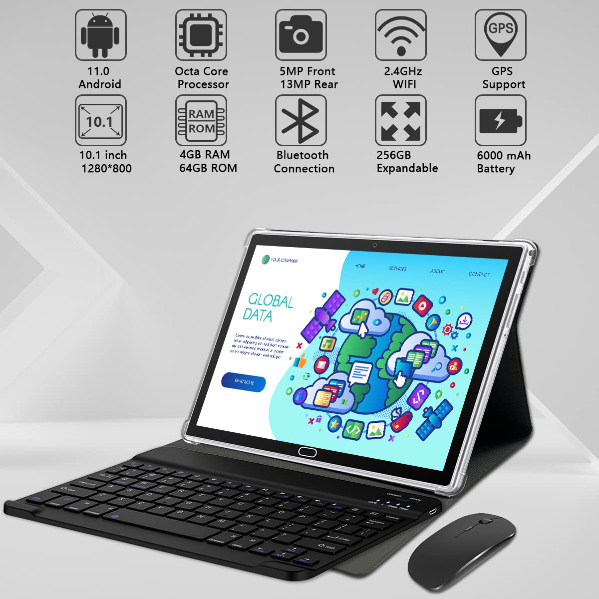 Android 13 Tablet 10 inch Tablet with Keyboard Wireless Mouse Stylus,4G Phone Tablet,Octa Core Processor 1280x 800 IPS Tablet/4GB RAM 64GB ROM/13MP+5MP Camera Bluetooth Wi-Fi Tablet,2024 Latest Tablet