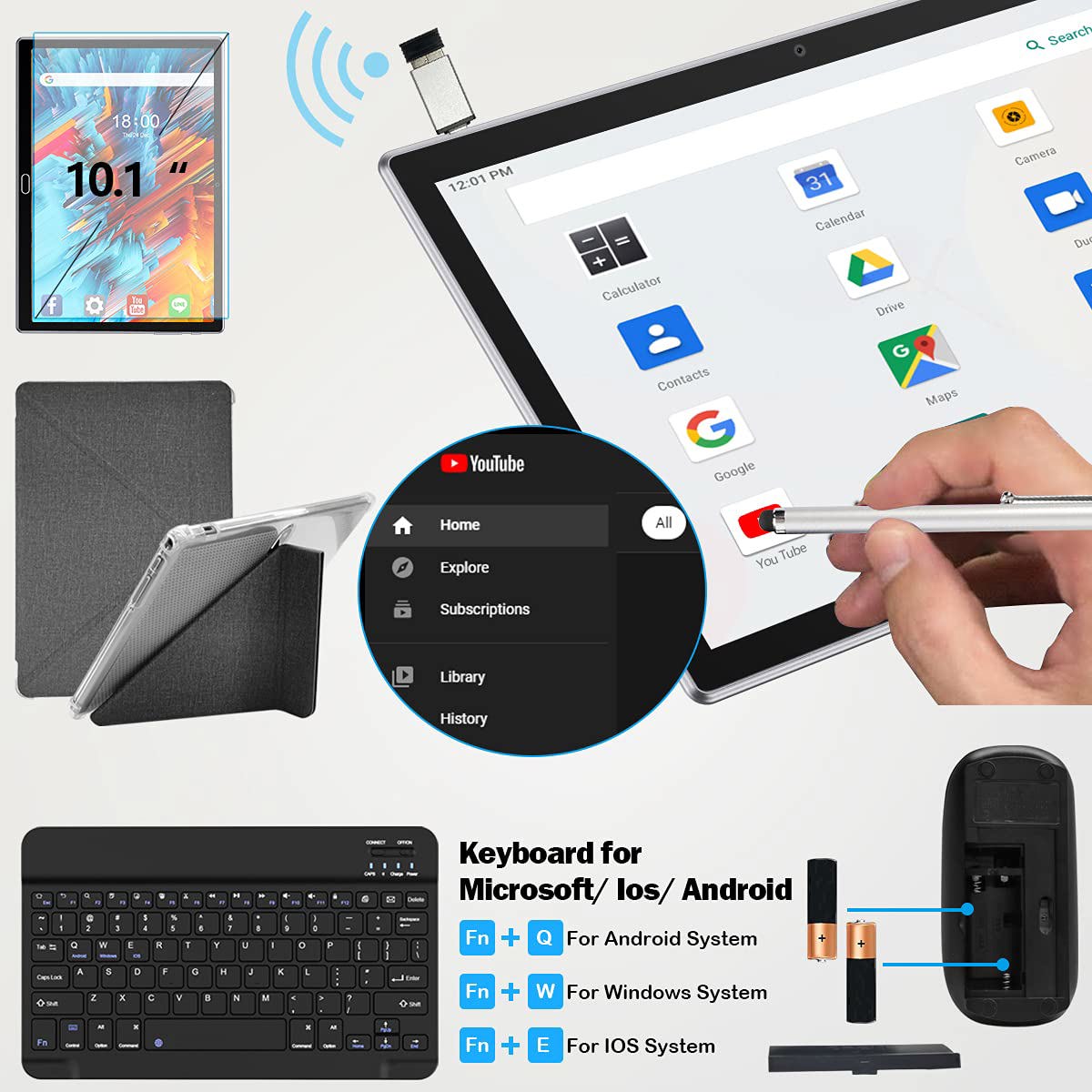 Android 13 Tablet 10 inch Tablet with Keyboard Wireless Mouse Stylus,4G Phone Tablet,Octa Core Processor 1280x 800 IPS Tablet/4GB RAM 64GB ROM/13MP+5MP Camera Bluetooth Wi-Fi Tablet,2024 Latest Tablet